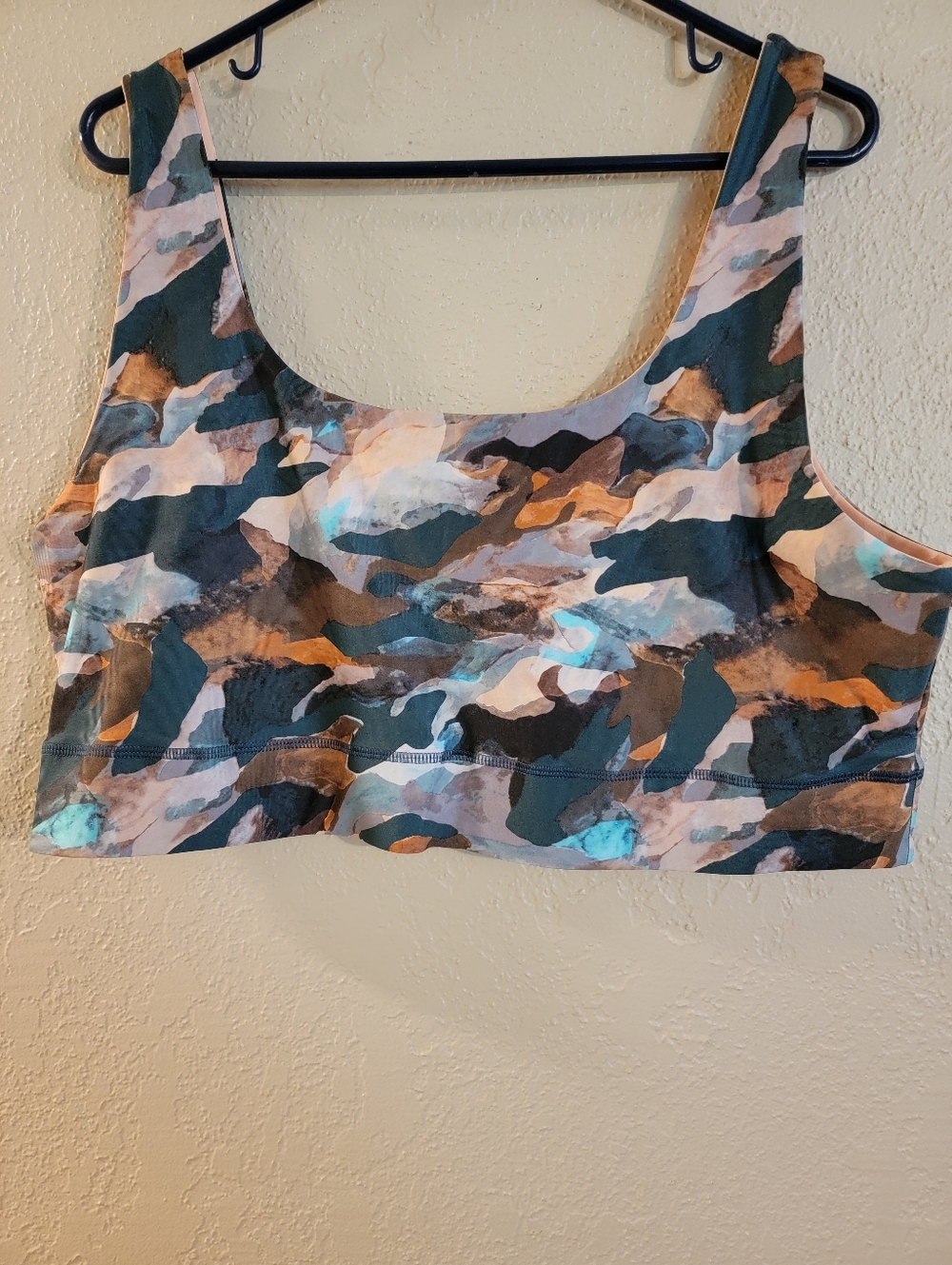 Printed Scoop Neck Crop Tank Top - Multi Color